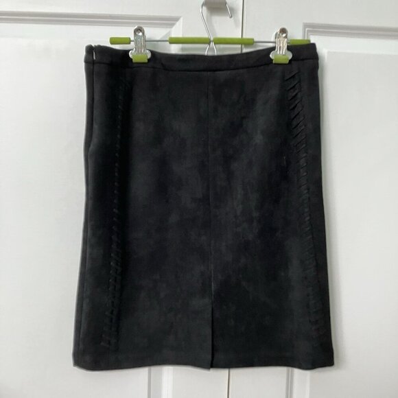 Leo & Ugo Skirt Set Womens Black Faux Suede Western Blazer Pencil Skirt - Picture 7 of 13